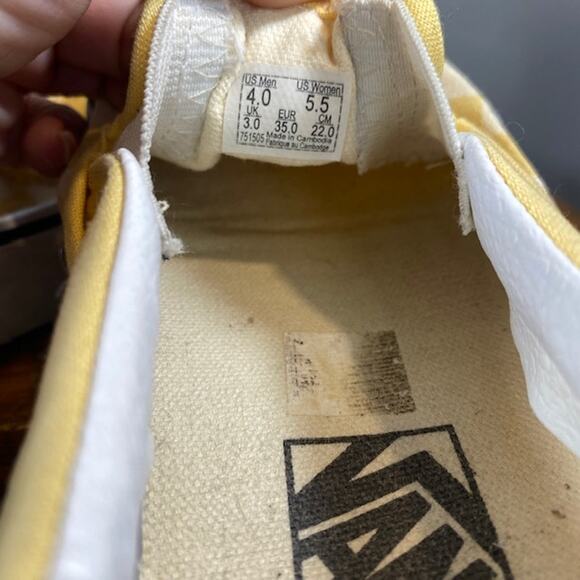 Vans Yellow White Checkered Canvas Slip On Sneakers Women Sz 5.5 - Picture 6 of 12